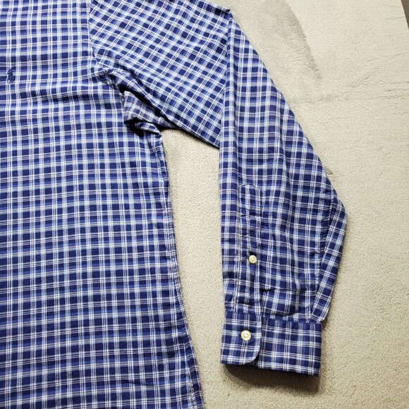 Ralph Lauren Blue Label Long Sleeve Button Down Plaid Shirt Blue White Men Sz L - Picture 6 of 11